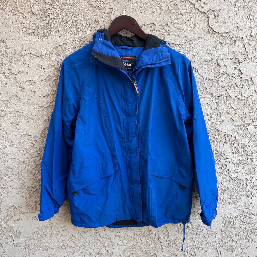 Vintage LL Bean Extreme Wet Weather Blue Shell Jacket Size Womens Small